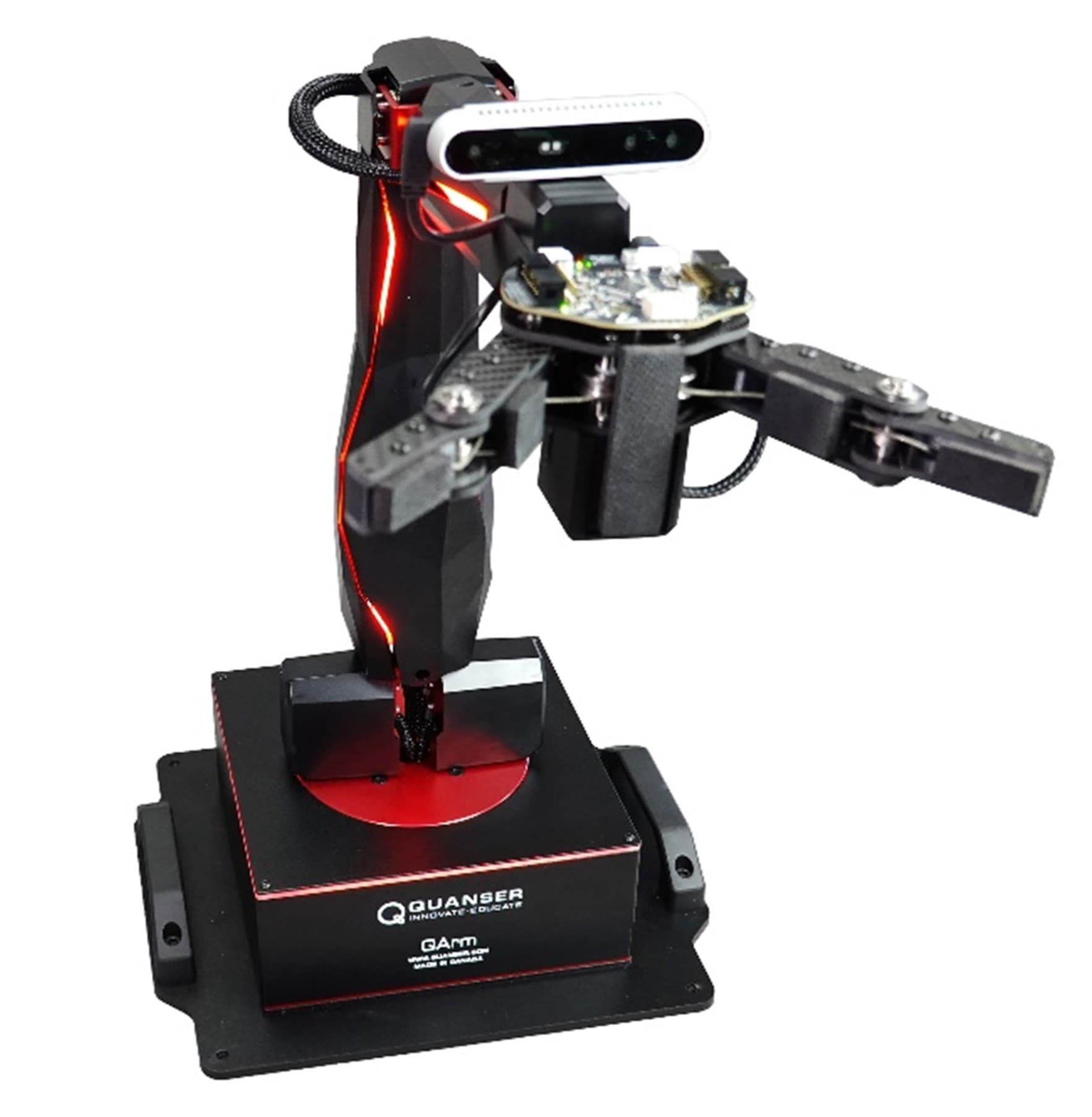 QAVRS experiment, QArm hardware, QArm digital twin, Aero2, and QDrone+QCar V2V